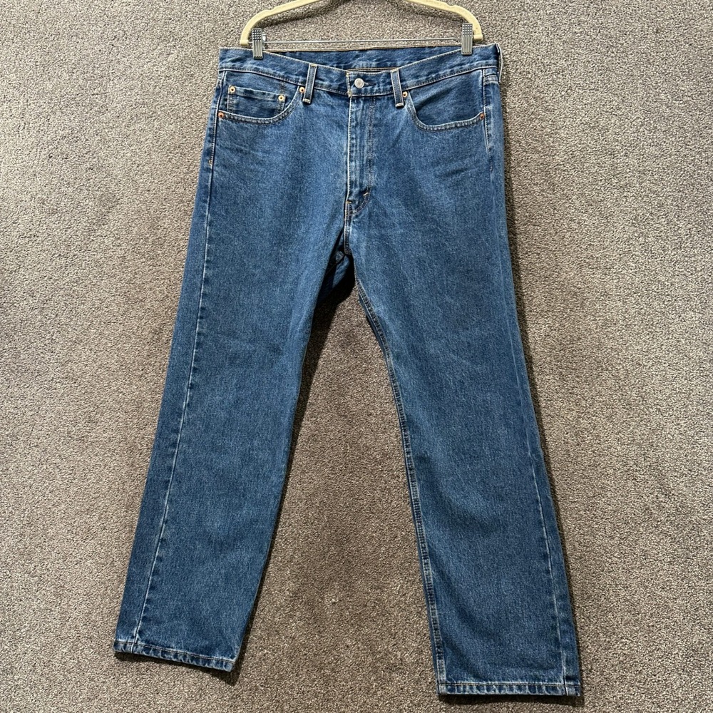 Levis 505 Jeans Men 38X30 Regular Fit Mens Medium Wash Blue Straight Leg Denim